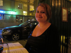 Harriet Geoghegan enjoying the fine dining of Oslo